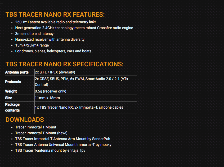 Tbs Fpv Tracer - 2026 TBS TRACER NANO RX -